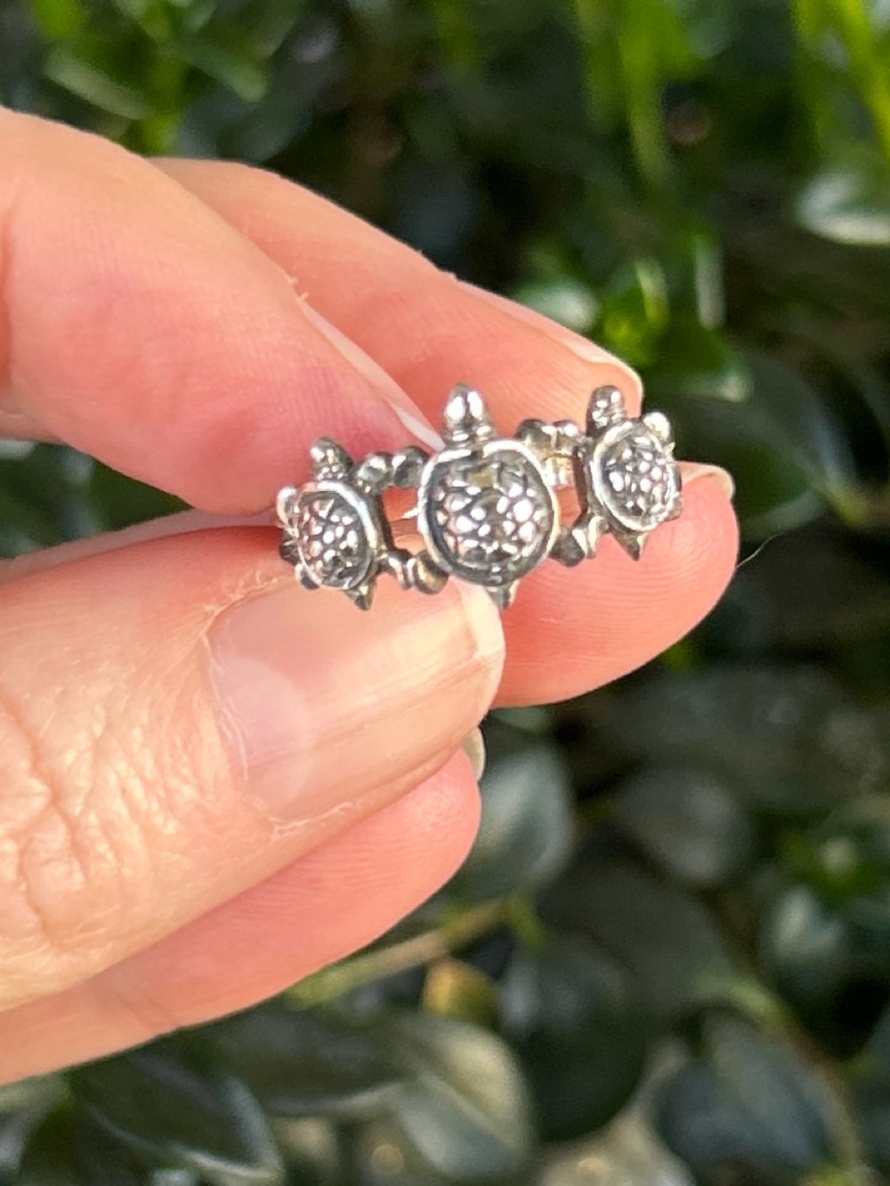 Sterling Silver Turtle Trio Band Ring - Women Jewelry